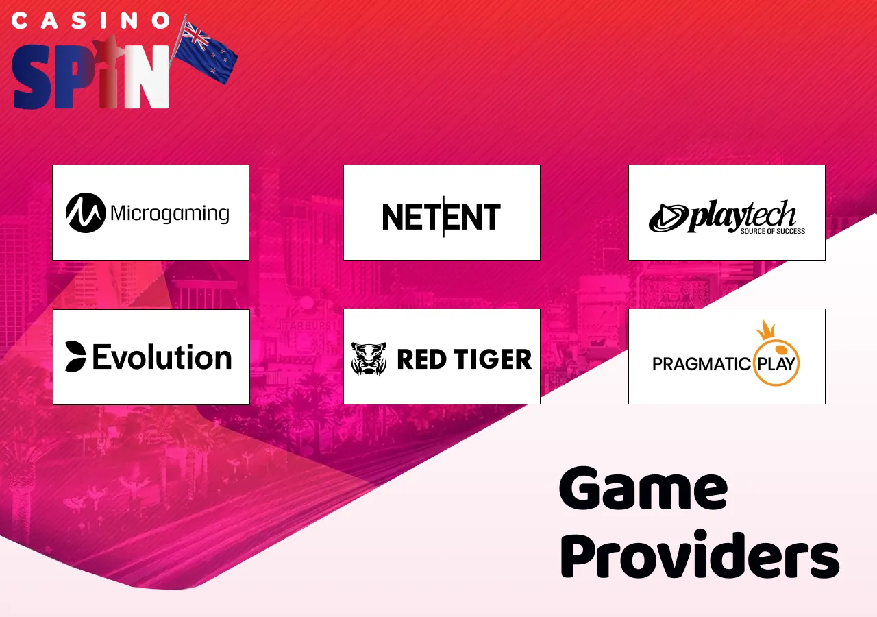 Spin Casino works with leading slot and live casino game providers.
