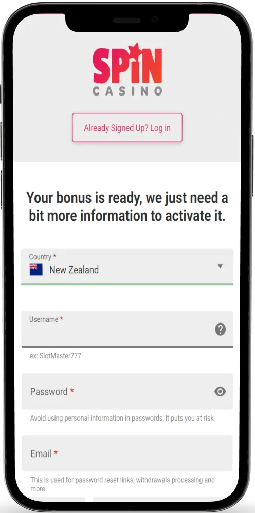 Spin Casino provides quick registration and easy access to all platform features.